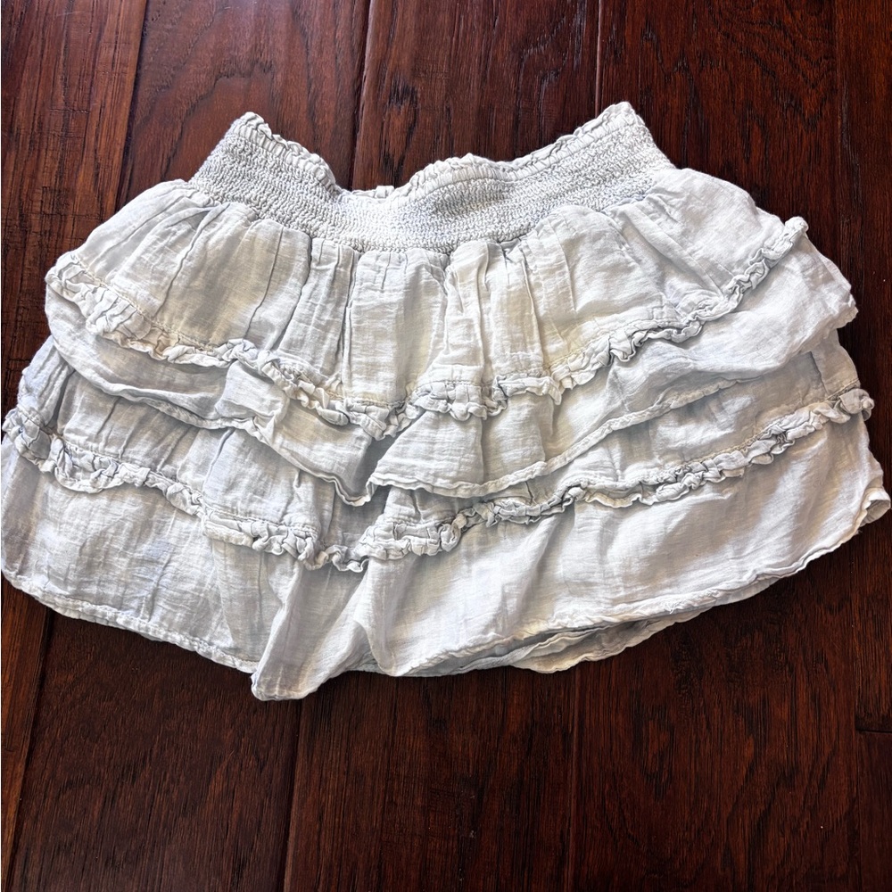 LoveShackFancy Cream Ruffled blue Skirt